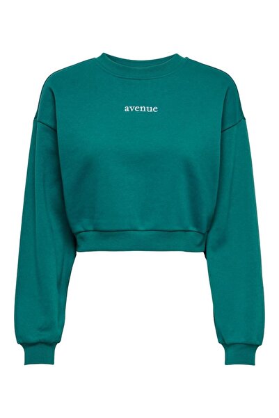 ONLY Μπλούζα φούτερ crop top "avenue" πράσινη