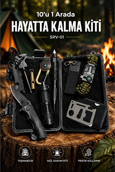 RAYLAX 10'u 1 Arada Hayatta Kalma Kiti Kamp Outdoor Acil Durum Survival Seti