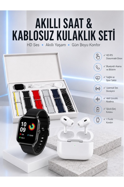 Genel Markalar 7 Kordonlu Akıllı Saat Ve Yeni Nesil Kulaklık Dokunmatik Ekran...