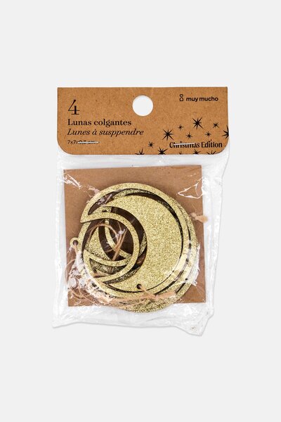 Muy Mucho 4 Pieces Hanging Moon, Gold
