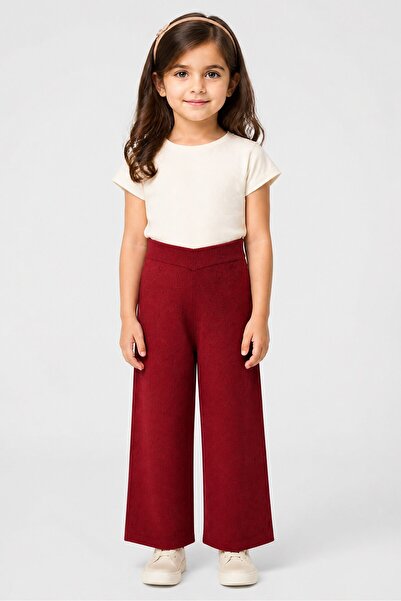GAP Toddlers Girl Knitted Wide Leg Pants, Maroon