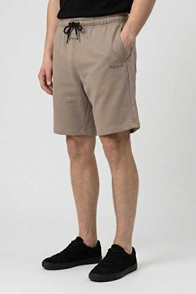 Algspar Men Brand Logo Basic Shorts, Taupe