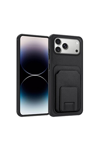 Zebana Apple iPhone 17 Pro Max Uyumlu Kılıf FlexStand Kartlıklı Silikon Kılıf...
