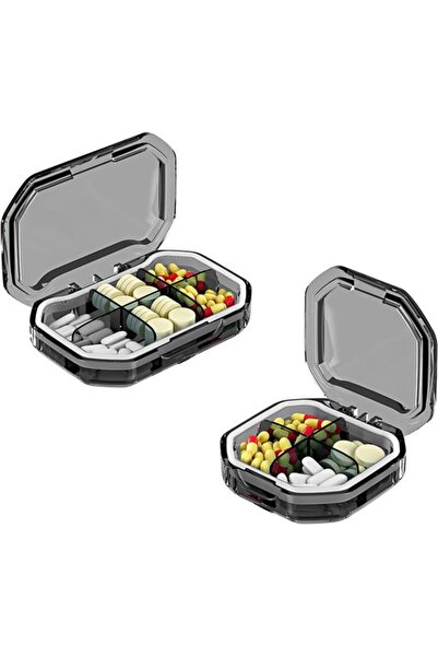 STARSTAR Pieces Tablet Box Small 4 Compartments + 6 Travel Pills Organizer Po...
