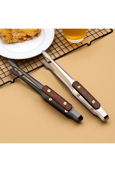 STARSTAR Set of 2 stainless steel grill tongs, 25.5 cm steak clamp, kitchen, ...