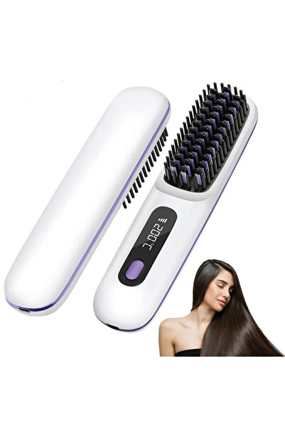 STARSTAR Comb Hair Straightener Cordless with 3D Teeth Negative Ions Type-C C...