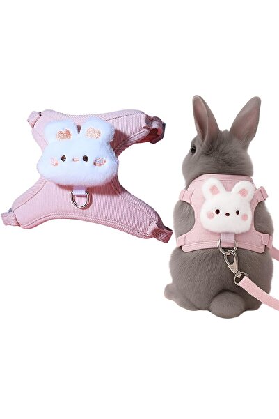 STARSTAR Dwarf rabbit harness with adjustable and breathable leash, pink, adj...