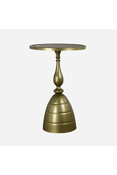 VELORA EE Şık Gold Metal Tasarım Ahşap tablalı Lüks Yan sehpa