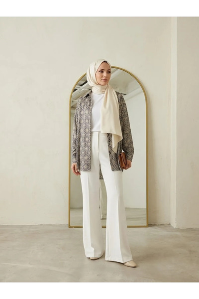 Foremia Spanish Flared Atlas Trousers-Ecru