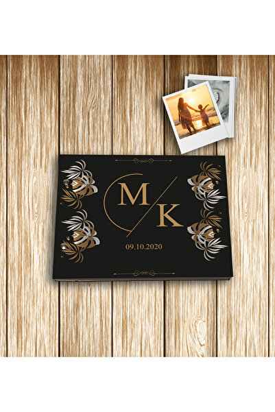 Kendin Yap Anı Defteri Scrapbook Fotoğraf Albümü | 20x25 cm | 12 Yaprak 24 Sayfa Siyah Kalın Kağıt | Vidalı Tasarım | 24 Sticker Fotoğraf + Beyaz Jel Kalem Hediyeli