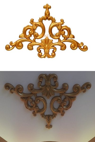 Dekonil Altın Gold Duvar Çıtası - Saray Tavan Köşe Motifi 41x26 - 2 Adet