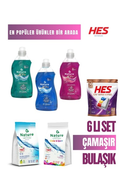 & Nature Temizlik Seti 6'lı Avantaj Paket | Çamaşır ve Bulaşık Bakım Seti | Toplam 6 Ürün