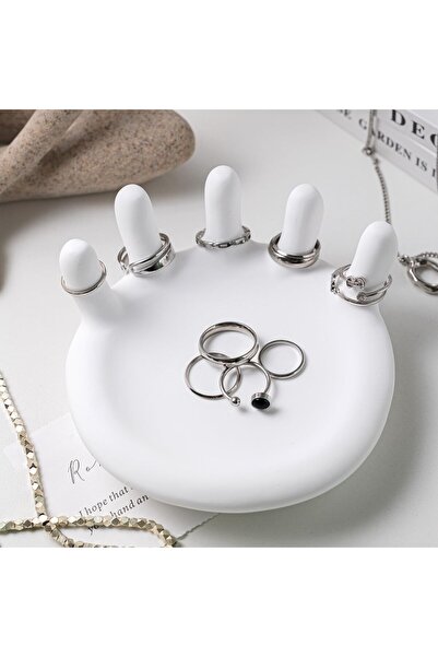 Arabest Five-Finger Ring Holder,Ceramic Trinket Dish,Decorative Jewelry Tray,...