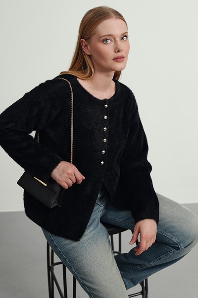 Gülce moda Women's Top Buttoned Soft Beard Knitwear Cardigan Glc1150