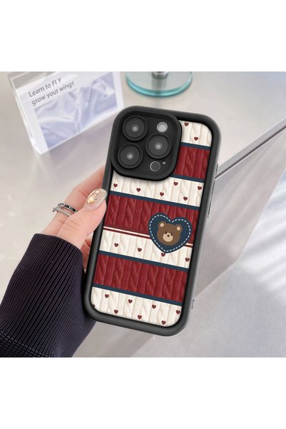 CHICASELUX حافظة حماية لطيفة على شكل دب متوافقة مع Vivo Y04/Y19/Y29S، مزيج من الإيكوسيل والخطوط، تمنع الاصطدام