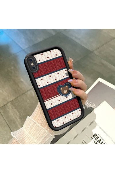 CHICASELUX Cute Bear Protective Case Compatible with iPhone X/Xs, Mix of Plai...