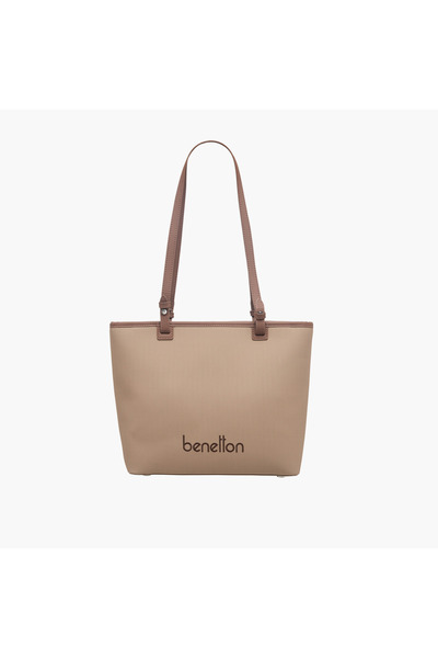United Colors of Benetton Solid Tote Bag with Zip Closure