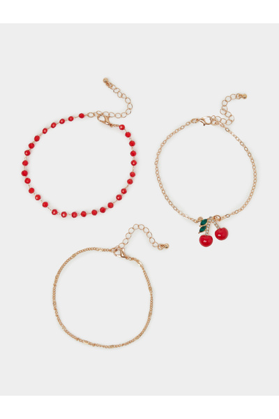 Styli Set of 3 - Beaded and Cherry Charm Anklet