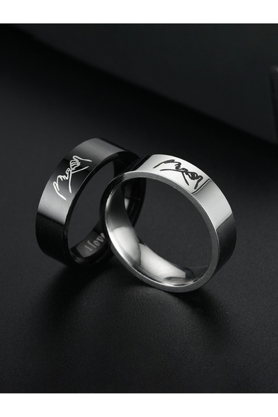 Take Two By Styli Pack of 2 - Stainless Steel Couple Promise Ring