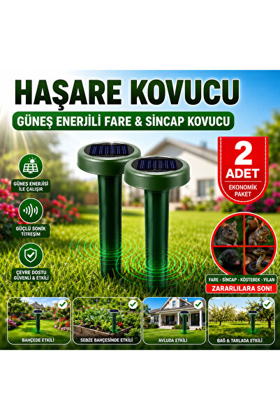 ADLAND Solar Güneş Panelli Köstebek Kovucu Fare ve Yılan Kovucu Yeşil