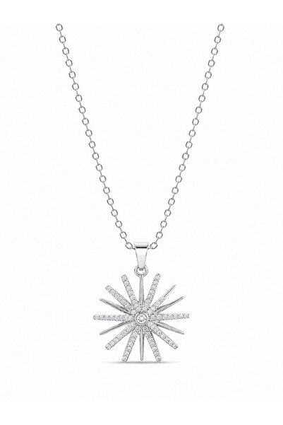 serelya 316L Steel Chain Silver Color Zircon Stone Pole Star Model Necklace