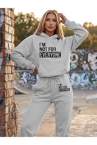 WOODROFFE طقم بدلة رياضية بقلنسوة كبيرة الحجم مطبوع عليه I'm Not For Everyone...