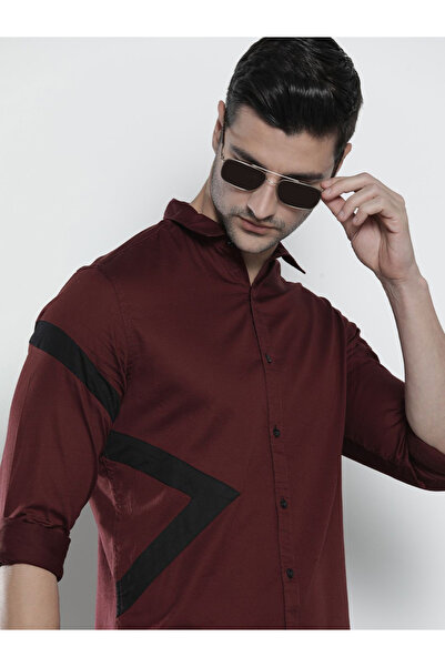 The Indian Garage Co By Styli Men Regular Fit Color Block Spread Collar Casua...