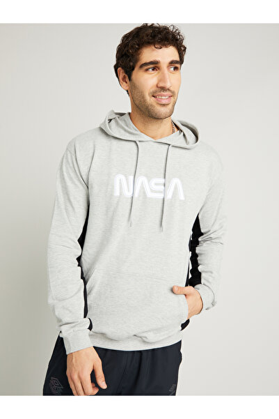 Styli NASA Embroidered Detail Hoodie with Front Pocket Detail