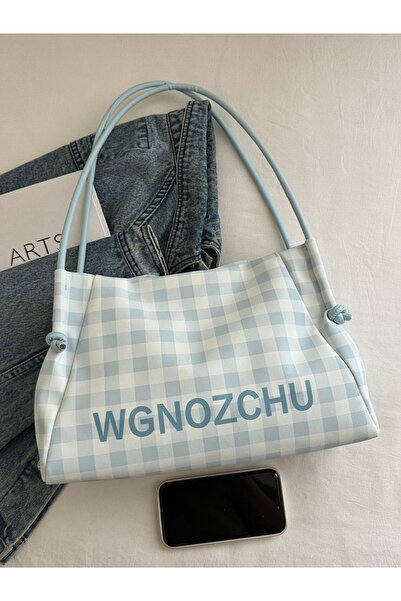 Take Two By Styli Blue Gingham Shoulder Bag