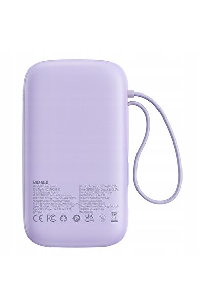 Baseus Powerbank Qpow2 20000mAh 22,5W cablu USB-C simplu - violet