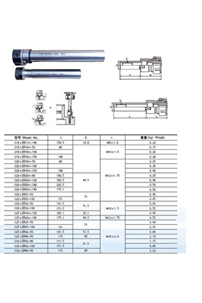 NO BRAND Mandrin port-pensetă C8 8mm ER8 50mm pentru pensete plate