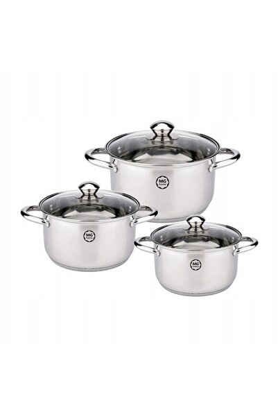 MG HOME SET 3 OALE OTEL INOX LAURO INDUCȚIE CU CAPAC INOXIDABIL