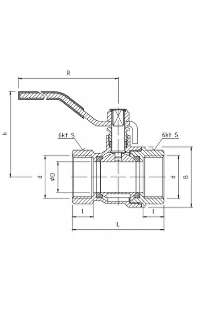 NO BRAND Robinet cu bilă KERK 5/4 "GW WW DN32 cu mâner, din alamă masivă și r...