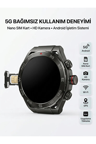 shopwave SIM Kartlı 5G Android Akıllı Saat HD Kamera Wi-Fi GPS Uygulama Yükle...