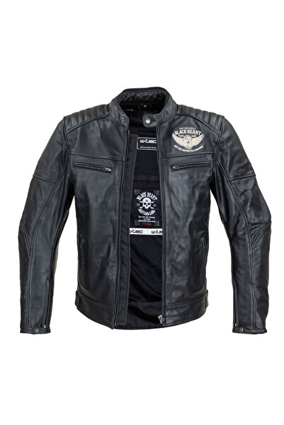 NO BRAND Jachetă de motociclist din piele pentru bărbați W-TEC Black Heart Wi...
