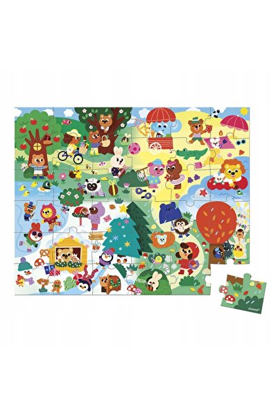 Janod Puzzle educativ într-o valiză pentru copii 4 Anotimpuri 36 elemente