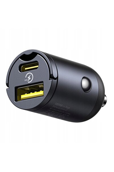 Baseus Tiny Star 30W USB-A USB-C Încărcător auto - Negru