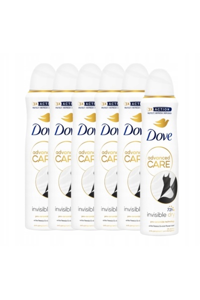 Dove Antiperspirant Advanced Care cu spray Invisible Dry 6 x 150ml
