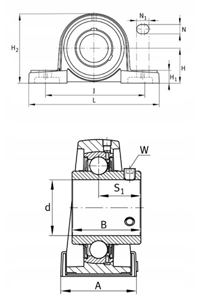 NO BRAND Rulment autocompensant în carcasă UCP 208 J7, ax 40mm, FAG