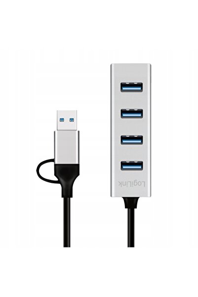 LogiLink HUB USB 3.0 cu 4 porturi USB A, Splitter, Cablu USB C, Viteză rapidă...