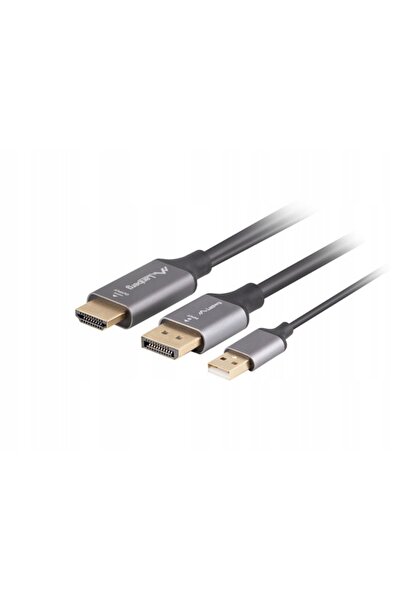 Lanberg Cablu HDMI - DISPLAYPORT + ALIMENTARE USB, 4K 60HZ 1M