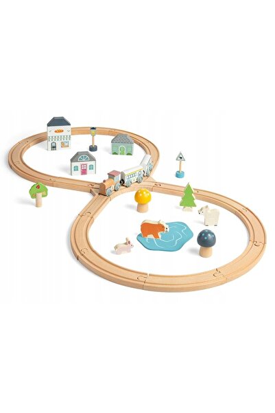 BIGJIGS Toys Trenuleț din lemn cu accesorii Opt animale Animale din pădure Bi...