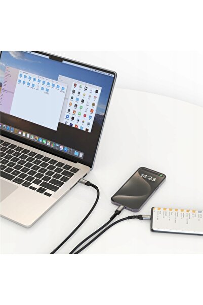 NO BRAND Cablu 2-în-1 USB-C / 2x USB-C de 100 W, 1,5 m, pentru încărcare, cu ...