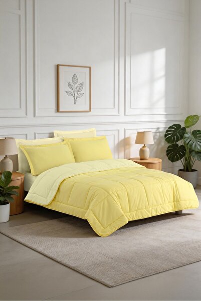 Menderes Home La Notte Ranforce Solid Colors Yellow Single Bed Set 155X215 + ...