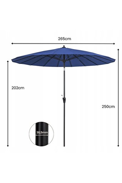 COSTWAY Umbrelă de grădină pentru balcon terasă 265cm reglabilă pliabilă alba...