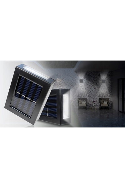 NO BRAND 2x Lampă de perete pentru terasă, alimentată solar, cu senzor LED zi...