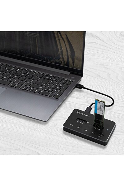 Qoltec 2x M.2 SATA NGFF USB-C 4TB Stație de andocare SSD Clonare fără PC