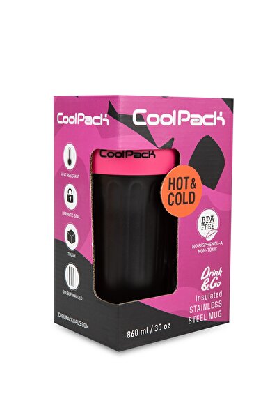 NO BRAND COOLPACK CANĂ DE CAFEA termică jumbo 860 ml, roz negru, fără BPA