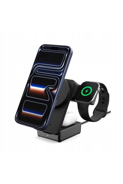 NO BRAND Încărcător 3-în-1 Qi2.2 cu inducție Spigen Essential USB-C Pixelsnap...