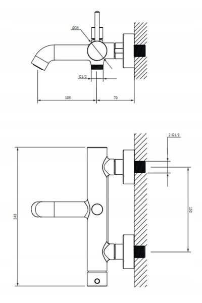 Omnires Baterie de baie Y cu set de duș crom Y1231CR